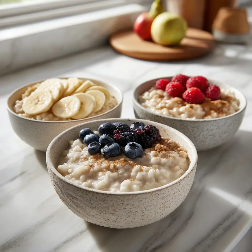 cream of rice with bananas berries and apples variations