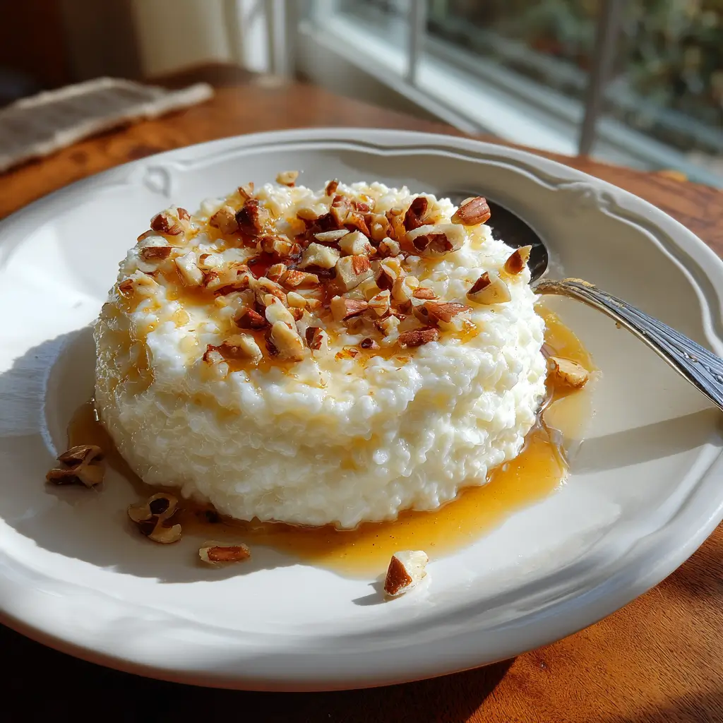 Cream of rice with maple syrup topping
