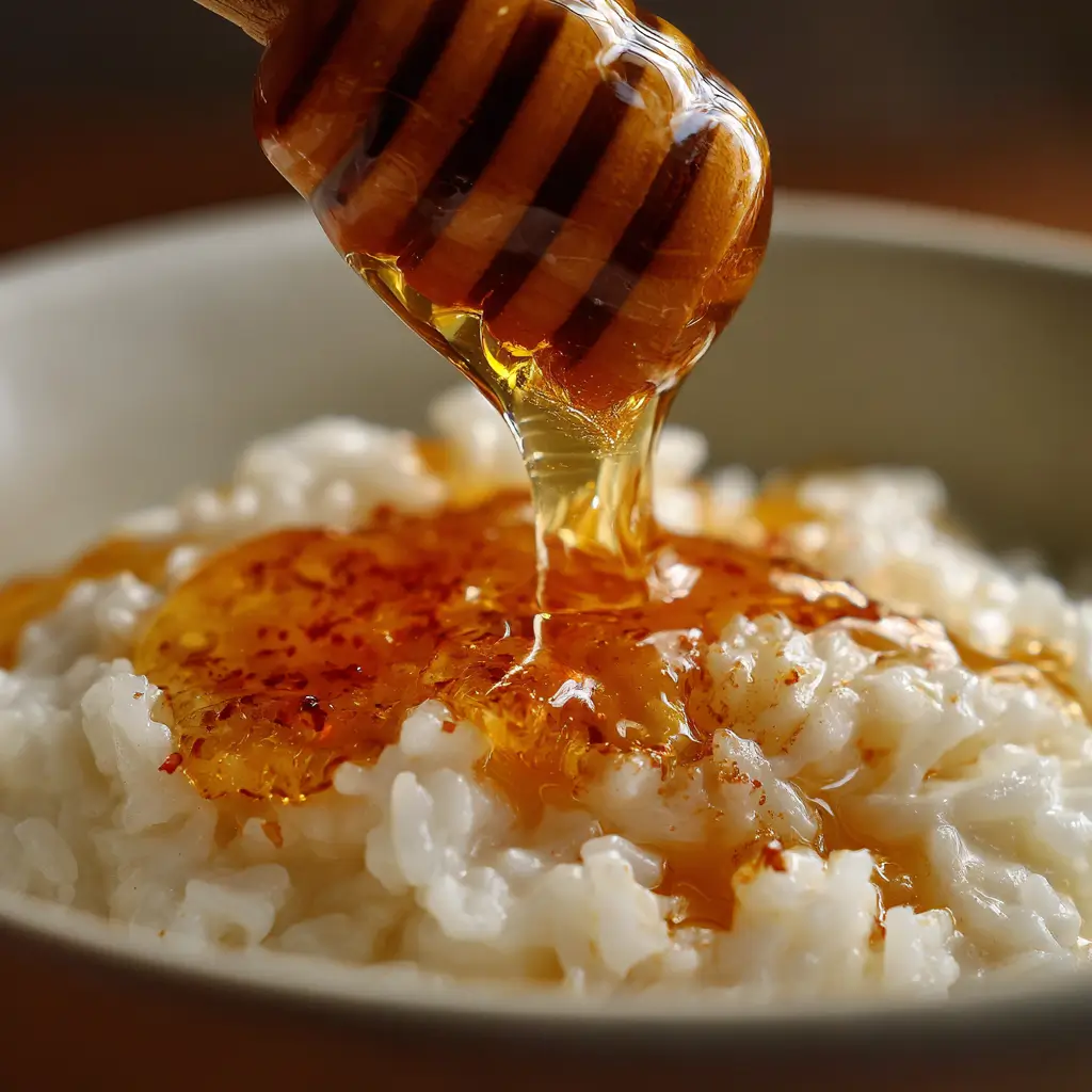 Honey drizzled over sweet cream of rice