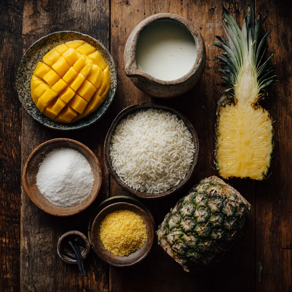 Ingredients for tropical cream of rice recipe