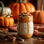 pumpkin spice gluten free overnight oats in mason jar breakfast
