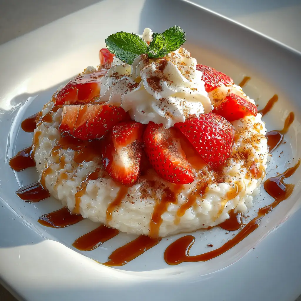sweet cream of rice with fruit served as dessert