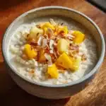 Tropical cream of rice recipe with mango and coconut