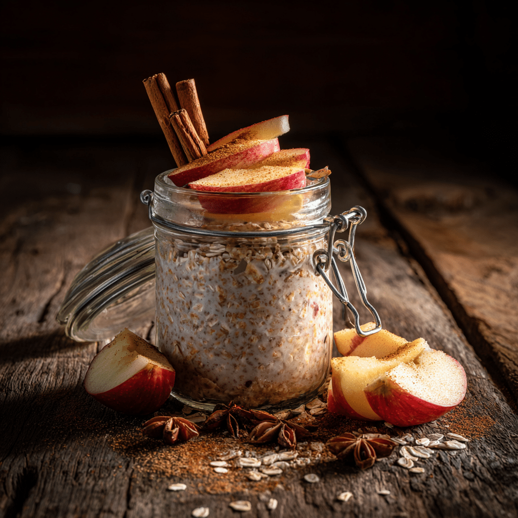 apple cinnamon sugar free oats breakfast jar