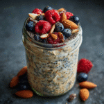 balanced overnight oats with chia and berries