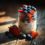 berry sugar free oats breakfast in a jar
