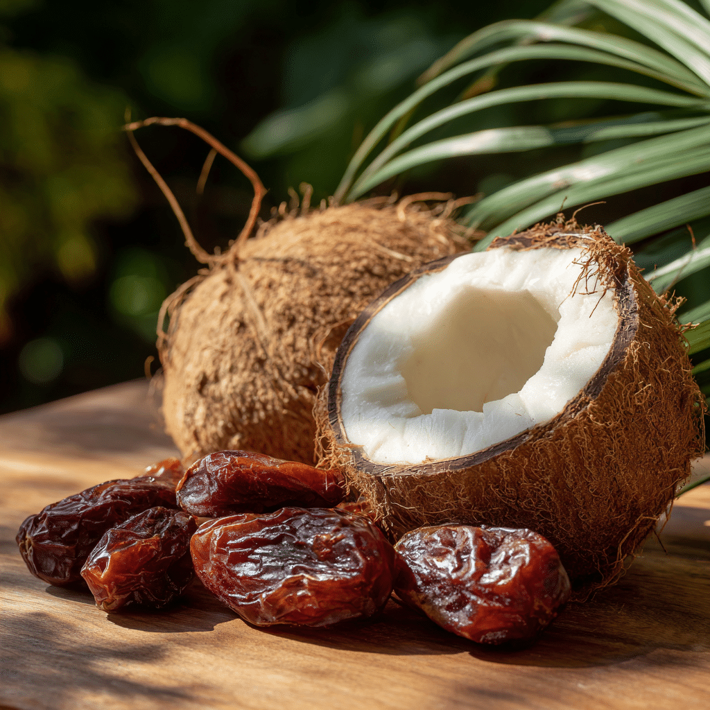 Mixing coconut milk and dates for overnight oats preparation