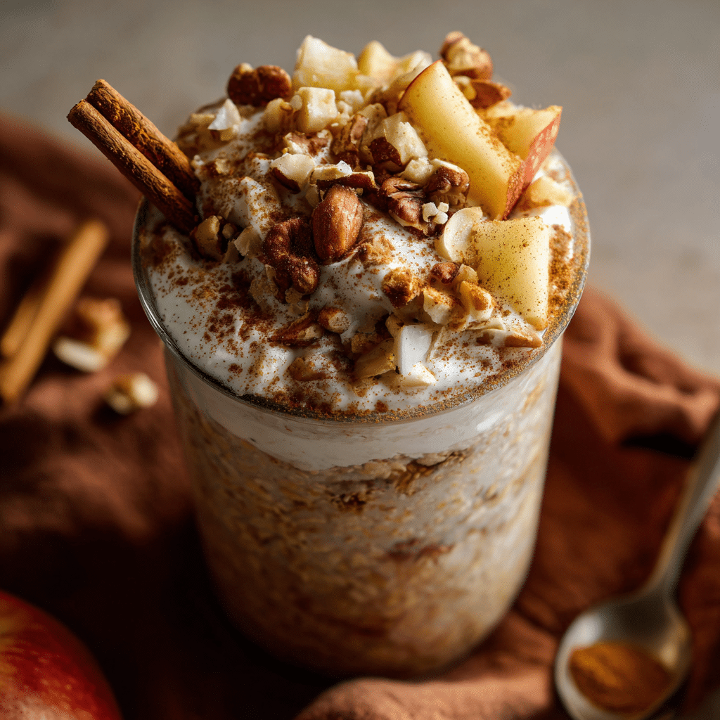 layering apple pie overnight oats in jars