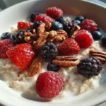 Oats with sugar substitutes topped with healthy toppings