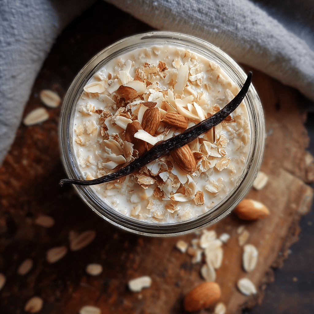 creamy vanilla almond oats no sugar in a jar