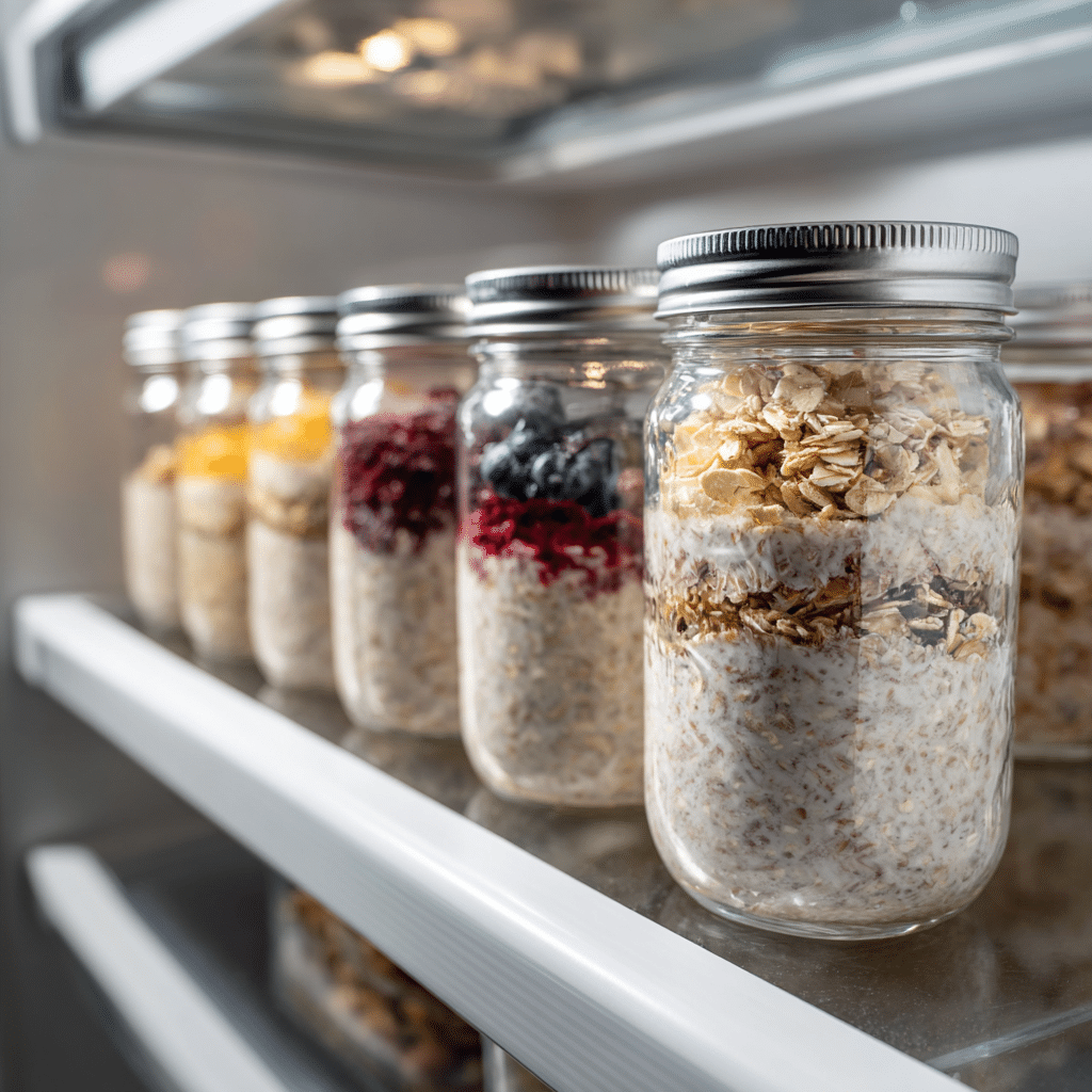 Allergen free overnight oats meal prep jars