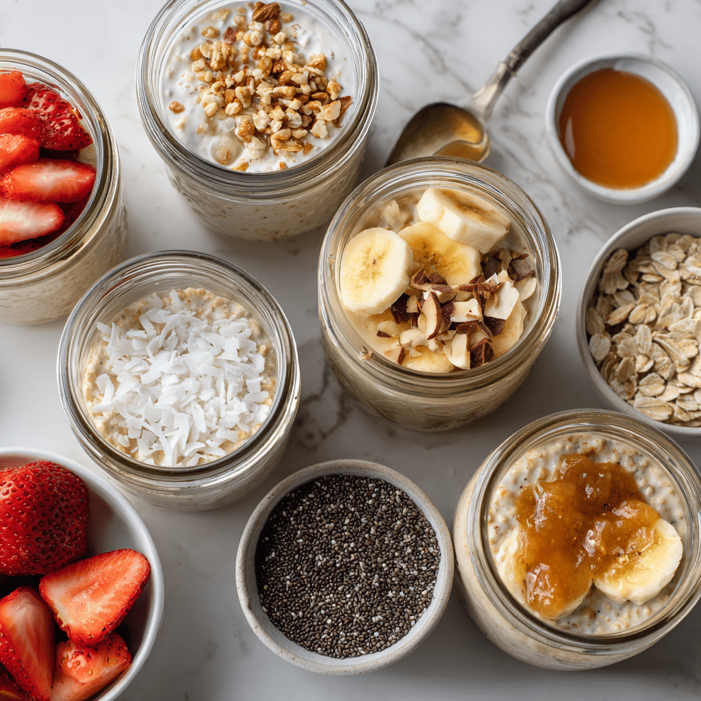 making coconut free overnight oats in mason jars