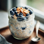 coconut free overnight oats with blueberries and almonds