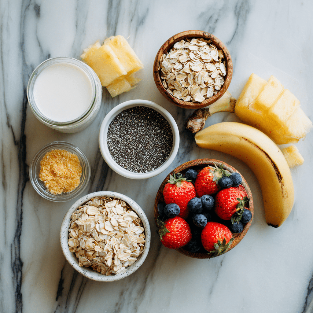 Ingredients for gluten soy nut free overnight oats