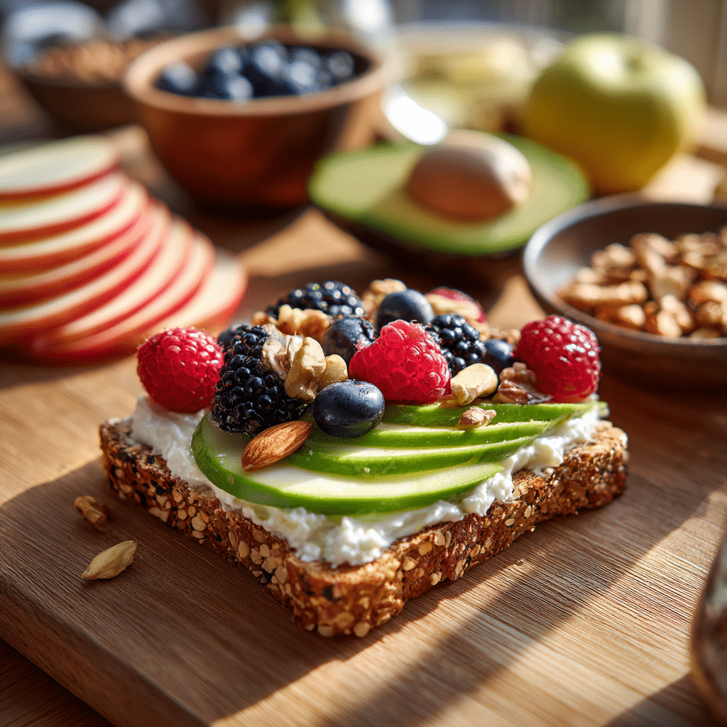 healthy snacks for diabetics arranged on a wooden table