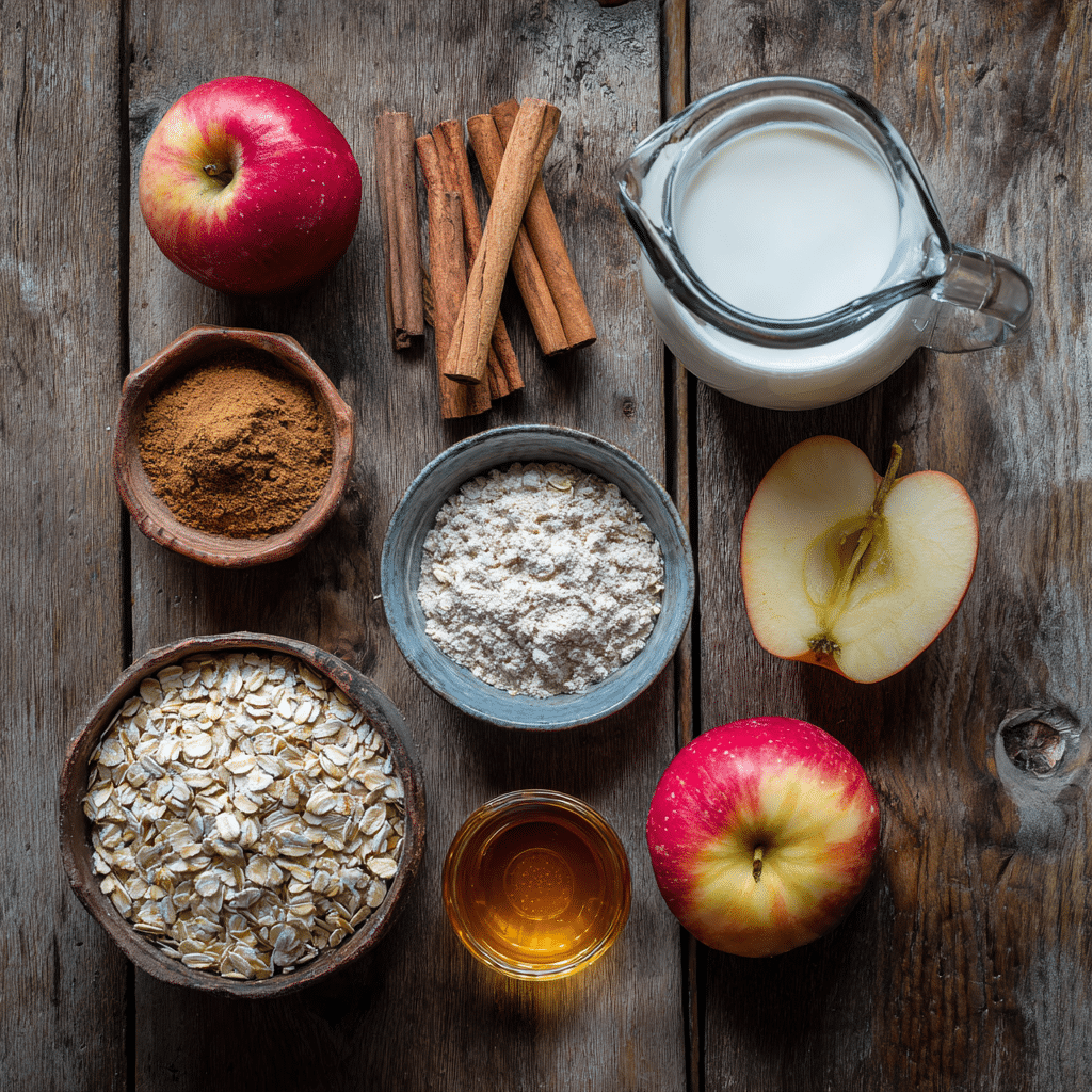 ingredients for classic apple cinnamon overnight oats recipe
