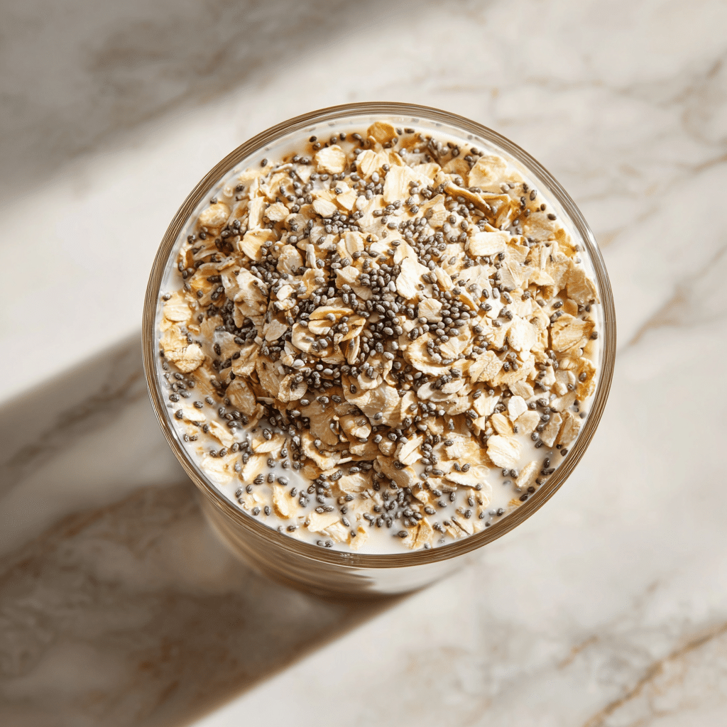 soaked oats with healthy fats and chia seeds