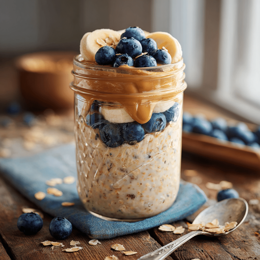 Soy free overnight oats with fruit in mason jar