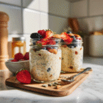 allergen free meal prep oats jars with fruit and seeds