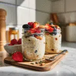 allergen free meal prep oats jars with fruit and seeds