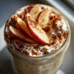 Apple cinnamon oats with Greek yogurt in a breakfast jar