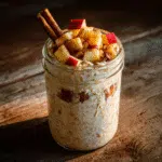 apple cinnamon roll overnight oats with apples and cinnamon stick