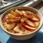Warm apple cinnamon overnight oats with fresh apples and cinnamon
