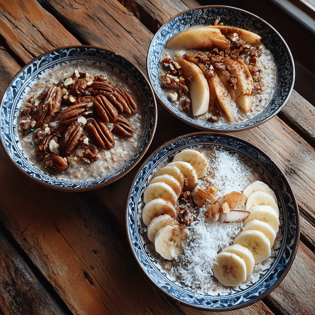 Warm apple cinnamon overnight oats variations with toppings